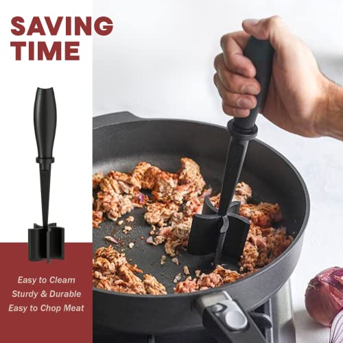 Ground Meat Chopper & Smasher Utensil - Heat-Resistant 5-Blade Nylon Masher
