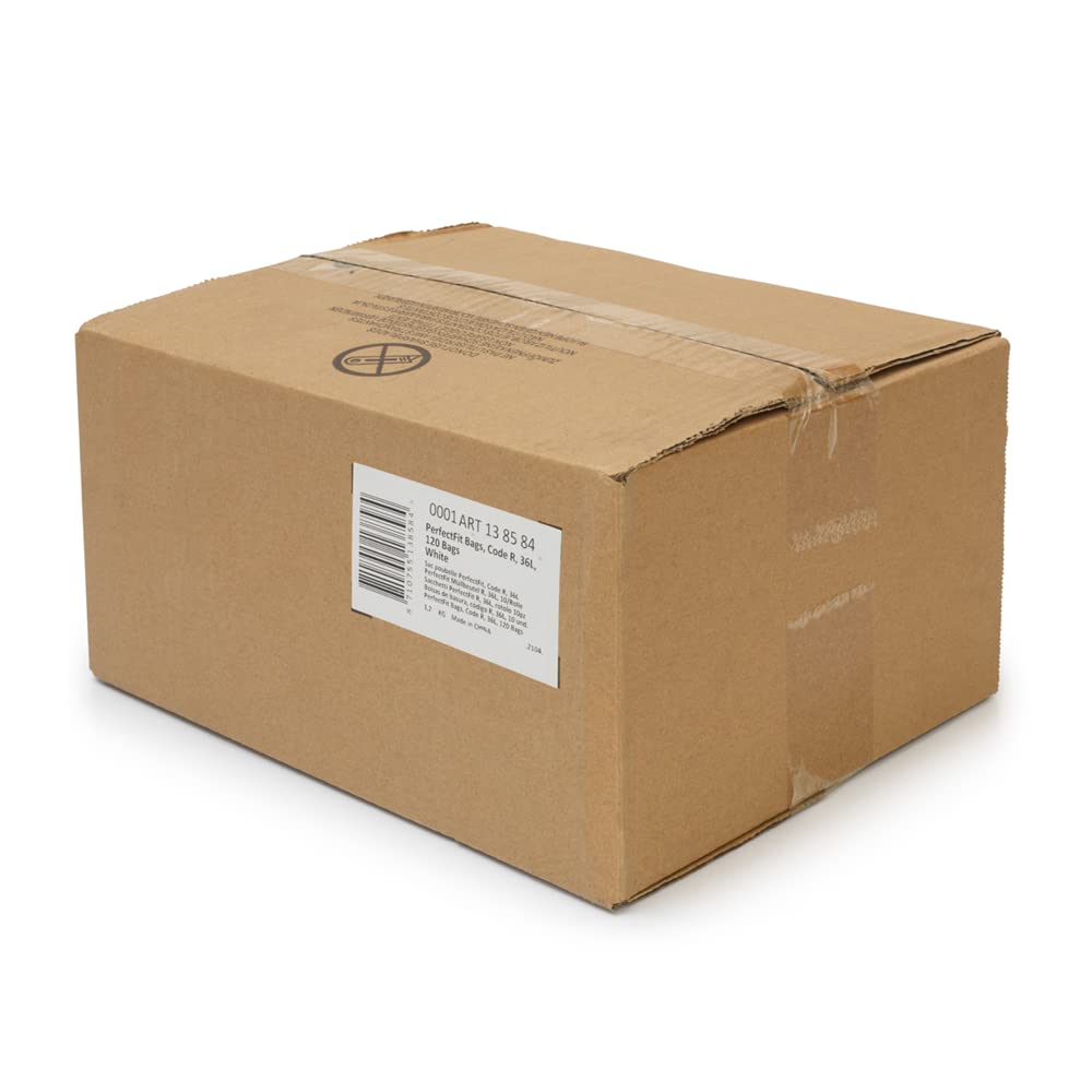 Brabantia PerfectFit Trash Bags (Size R/9.5 Gal) Thick Plastic Trash Can Liners with Drawstring Handles (120 Bags)