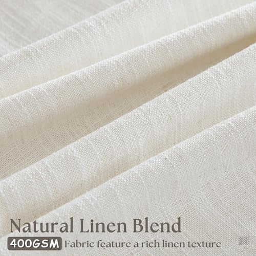 TWODRAPES Pinch Pleated Linen Curtains 84 Inch 2 Panels Cream Ivory