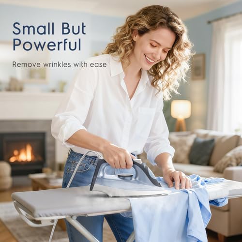 BEAUTURAL Compact Steam Iron for Clothes, Non-Stick Soleplate, Blue