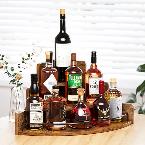 3-Tier Rustic Corner Liquor Bottle Display Shelf and Coffee Syrup Organizer