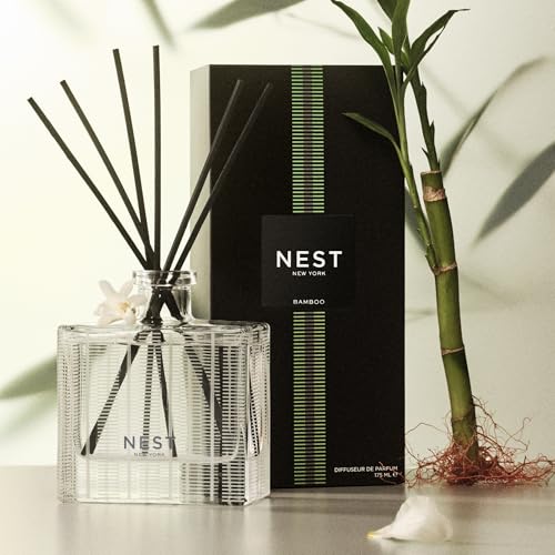 Bamboo Reed Diffuser Set - 5.9 fl oz Glass Vessel with 8 Natural Sticks