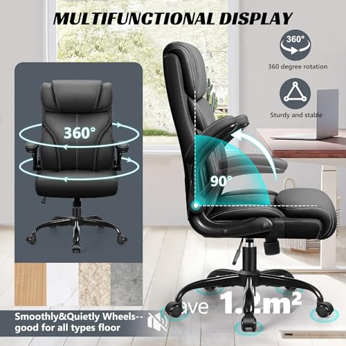 Ergonomic Big and Tall Office Chair with Lumbar Support and Flip-up Arms