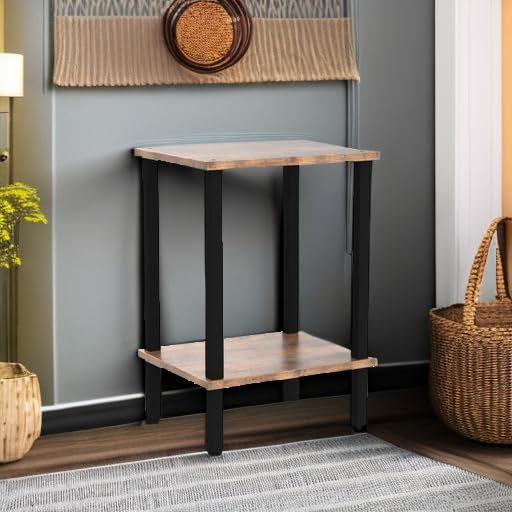 2-Tier End Tables Set of 2 - Rustic Side Table & Nightstand for Small Spaces