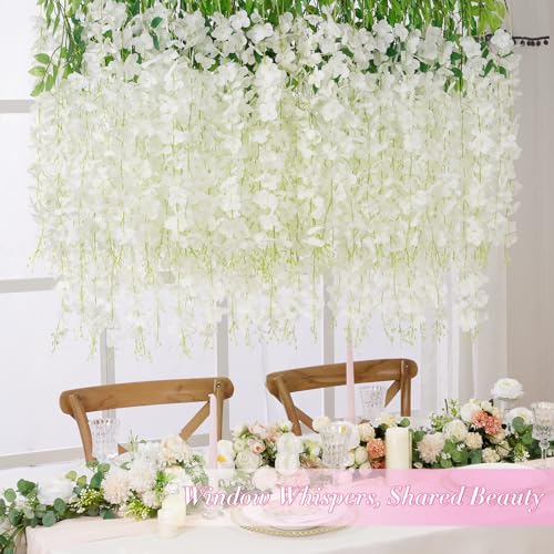 40 Pack Artificial Wisteria Hanging Flowers - 3.6 Ft Vines for Home Decor & Weddings