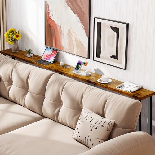 70-Inch Long Sofa Table with Built-in Power Strip and USB Charging Ports