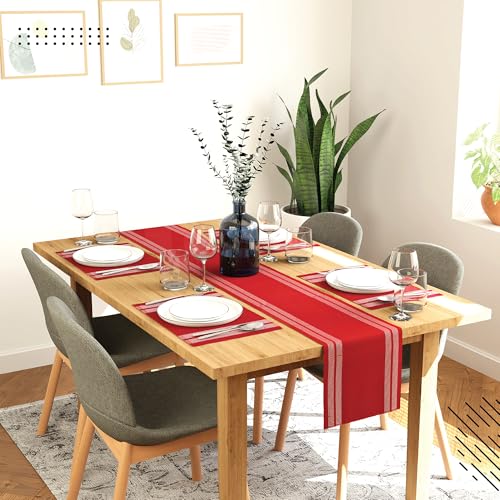 Encasa XO Fine Cotton Table Runner & Placemats Set 13"x54"