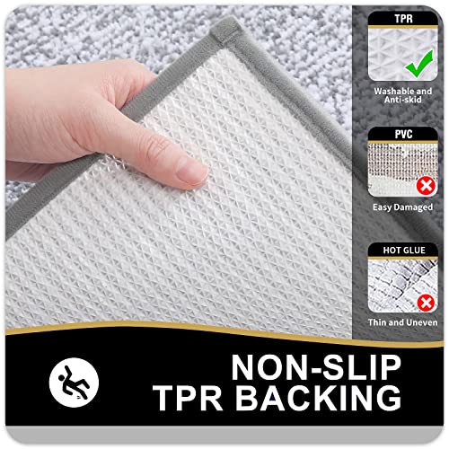 OLANLY Small Bathroom Rug 24x16 Soft Absorbent Microfiber Bath Mat Grey