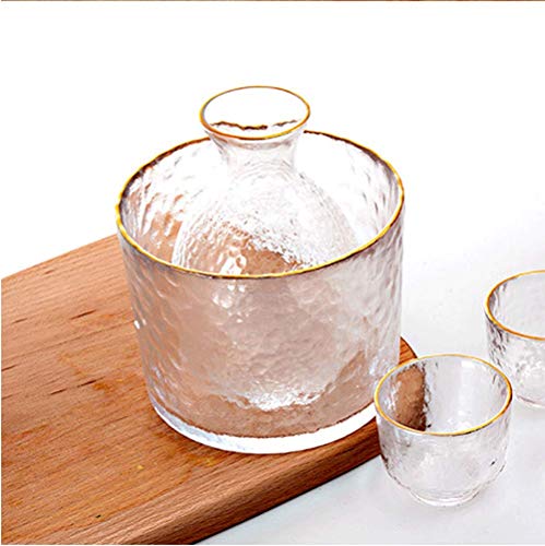 BOLLAER Japanese Sake Pot Set with Glass Cups & Carafe – Hot & Cold Sake Gift