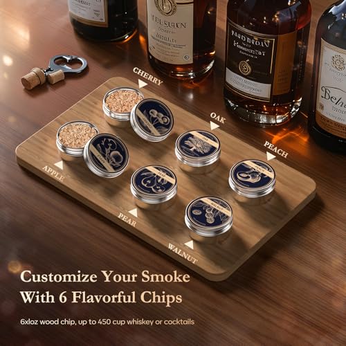 Black Electric Whiskey Smoker Kit - Rechargeable Cocktail Infuser with 6 Wood Chips