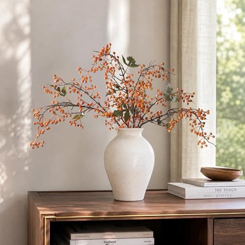 Artificial Blueberry Stems - 32 Inch Faux Berry Branches (4 Pcs)