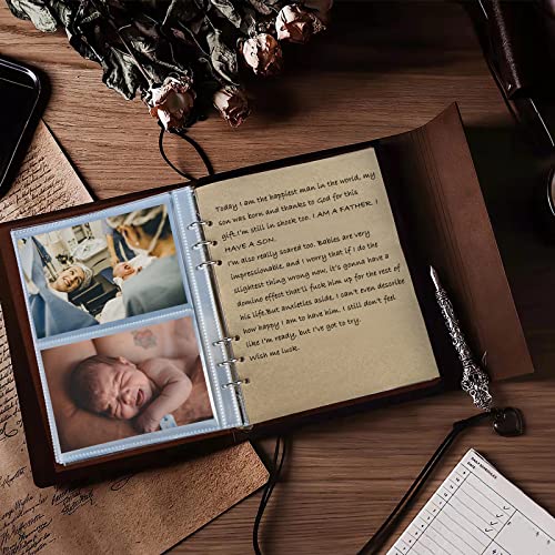 Leather 4x6 Photo Album - 160 Pocket Binder with Writing Space