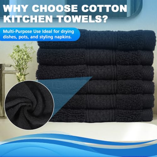 INFICRIME Black 6 Pack 100% Cotton Washcloths 13x13 Inch for Face & Body