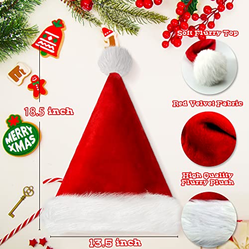 LINAYE 3 Pack Christmas Santa Hats for Adults & Kids Extra Thick Fluffy Holiday Costume Accessory