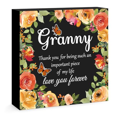 Xiahuyu Engraved Wooden Sign for Grandma - Granny Birthday & Holiday Gift, 5x5 inch (Variation 003)