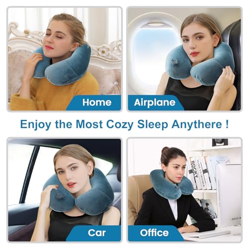 Keemall Portable Inflatable Travel Neck Pillow - Ergonomic U-Shaped Support