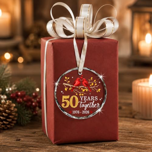 Bozspacer 50th Anniversary Ornament 2026 Golden 50 Years Together 3.1in Cardinals Glass Keepsake