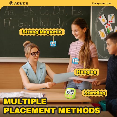 2-Pack Digital Magnetic Classroom Timers with Large Display & Loud Alarm