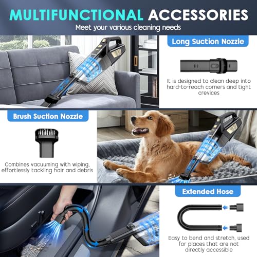 CKIKH Cordless Handheld Car Vacuum Cleaner 15000PA Portable