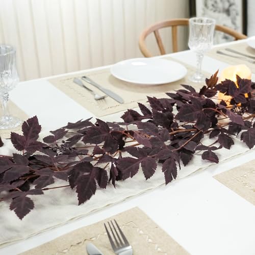 6ft Autumn Maple Leaf & Seeded Garland - Fall Harvest Mantel Decor