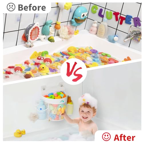 Hanging Bath Toy Storage Organizer - Quick Dry Mesh Holder with Zipper