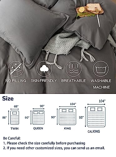 Waterproof Duvet Protector Cover - Gray Cotton, Queen Size
