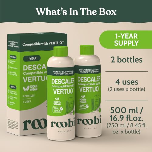 Roobi Nespresso Vertuo Compatible Descaling Solution - 2 Pack, Descaling Solution