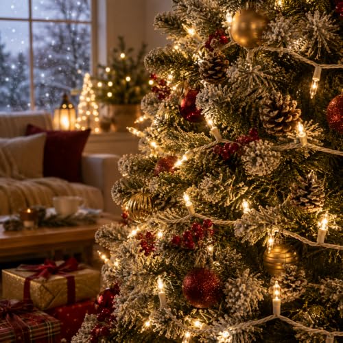Xeekeehii Warm White 2-Pack 21Ft Christmas String Lights - 100 Incandescent Bulbs