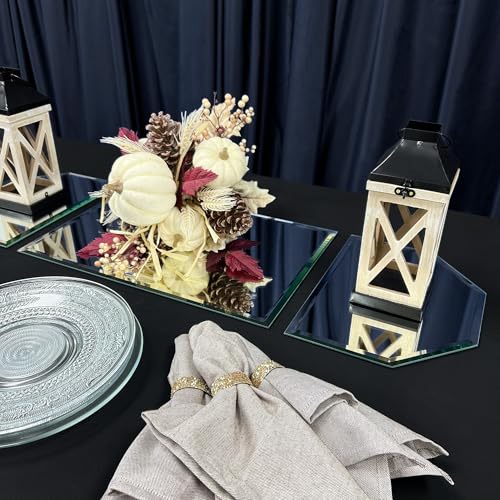36 x 12 Inch Beveled Glass Mirror Runner for Table Centerpieces
