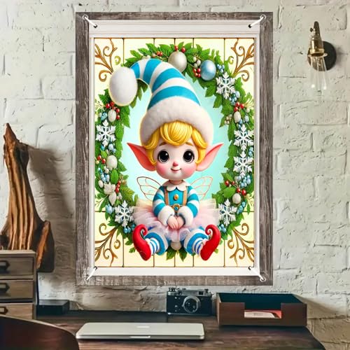 BlissYard Christmas Blue Elf Window Banner Backdrop 31x47 - Color 6