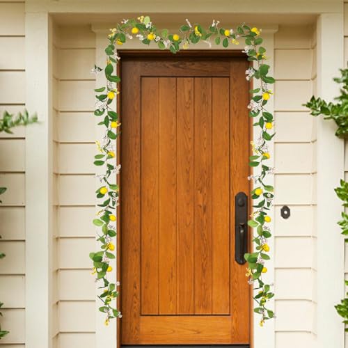 Artificial Lemon Garland with LED String Lights - Faux Greenery Vine Decor