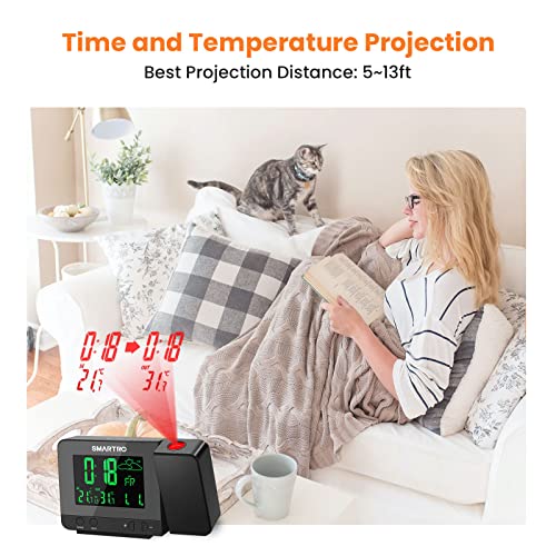 Digital Projection Alarm Clock with Indoor Outdoor Weather Station
