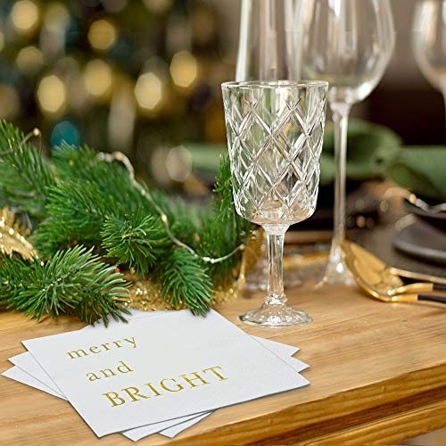Gold Foil Christmas Cocktail Napkins - 3-Ply Holiday Party Supplies