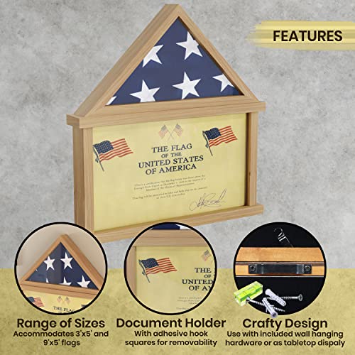 Rustic Wood Burial Flag Display Case with Certificate Holder