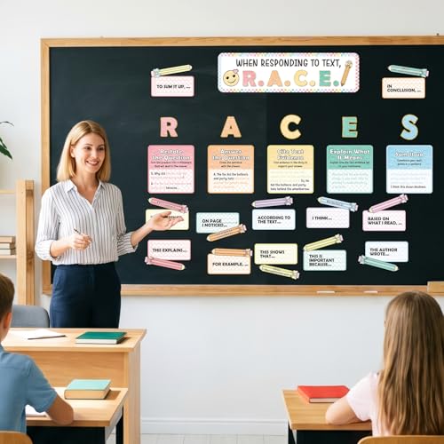 37-Piece Pastel Checkerboard RACES Writing Strategy Bulletin Board Set