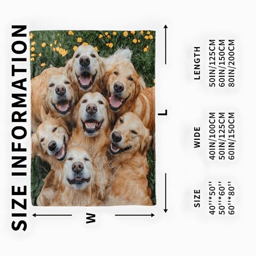 Onlcuk 60x80in Golden Retriever Smile Fuzzy Flannel Blanket for Dogs & Home