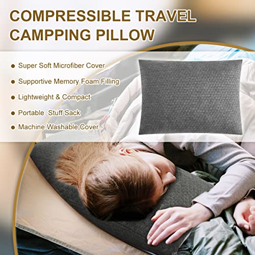 Travel Pillow for Camping - Soft Shredded Memory Foam, Compact & Lightweight
