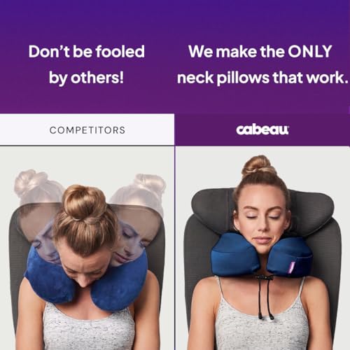 Cabeau Evolution S3 Memory Foam Travel Pillow with Seat Straps (Jet Black)