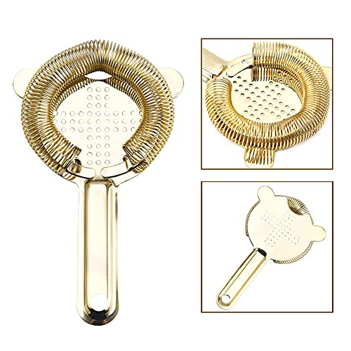 Kakalote Gold Heavy Duty Spring Bar Tool Strainer for Cocktails, Stainless Steel
