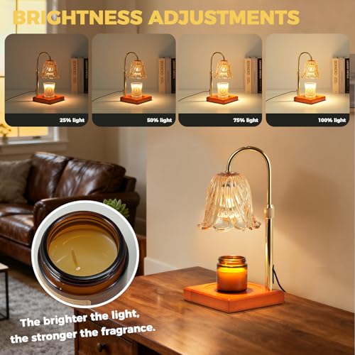 Dimmable Flower Candle Warmer Lamp with Timer - Gold Wax Melt Warmer