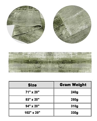 Sage Green Satin Bed Runner for Queen Size Bed - Geometric Bed Scarf, 83 x 20"