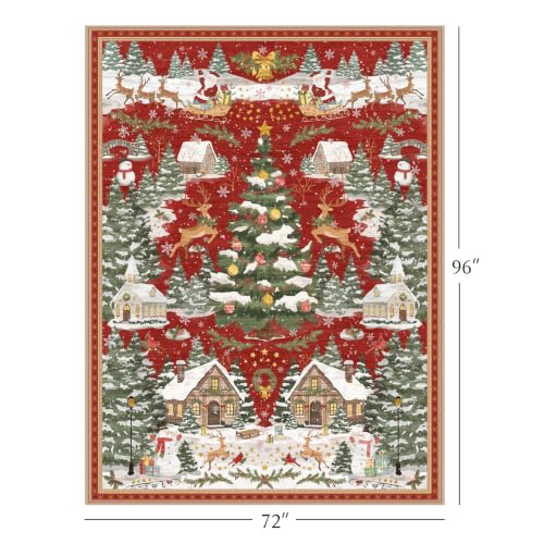 Olacotta Red 6x8 ft Christmas Tree Rug for Entryway - Washable Farmhouse Decor