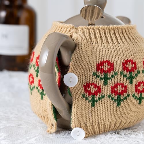 Knitted Acrylic Teapot Cosy for 400-600ml Tea Pots, Two-Piece Dust Cover