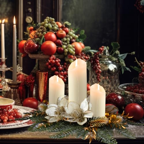 30-Inch Christmas Candle Holder Centerpiece for Dining Table & Mantel (Gold)