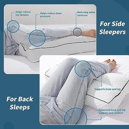 Shredded Memory Foam Knee Pillow for Side Sleepers - 26" White
