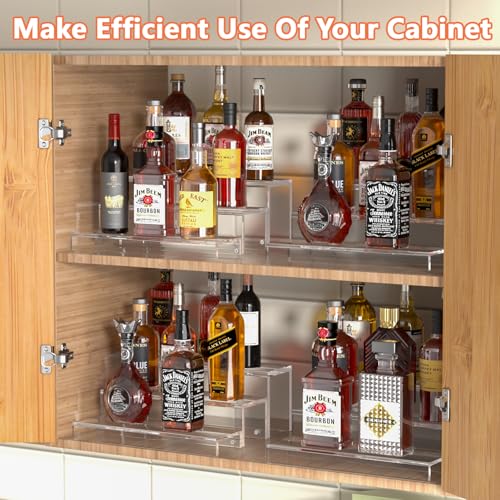 3-Tier Acrylic Liquor Bottle Display Shelf, 15-Inch Bar Organizer Rack