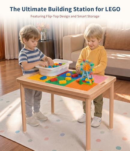 28-Inch Wooden Kids Activity Table with Reversible Top and Storage Bins