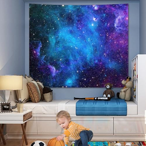 Galaxy Outer Space Wall Tapestry - Blue & Purple Starry Night Backdrop