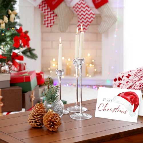 Whaline 50 Xmas Greeting Cards with Envelopes & Stickers, 4x6 inch Santa Claus Notes
