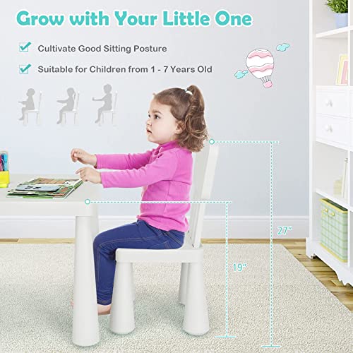 3-Piece Kids Table and Chair Set - Plastic Activity Desk for Toddlers